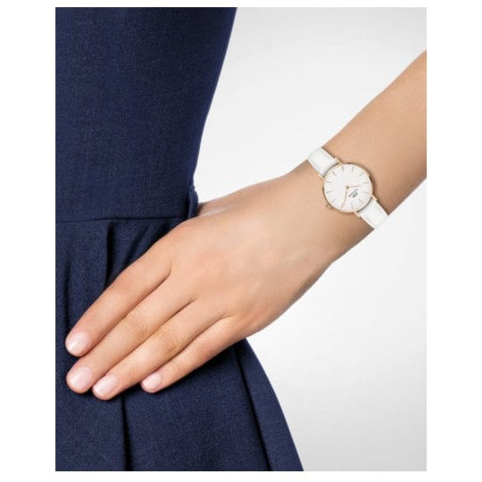 Daniel Wellington Petite White Dial White Leather Strap Watch For Women - DW00100249 Buy Now By Daniel Wellington