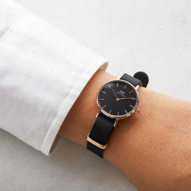 Daniel Wellington Petite Cornwall Black Dial Black Nylon Strap Watch for Women - DW00100247 Buy Now By Daniel Wellington
