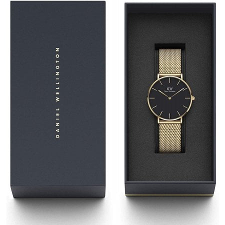 Daniel Wellington Petite Evergold Black Dial Gold Mesh Strap Watch For Women - DW00100345 Buy Now By Daniel Wellington