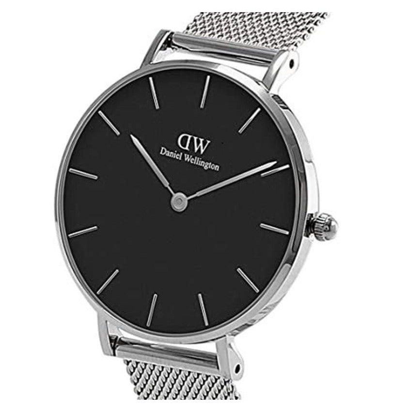 Daniel Wellington Petite Sterling Black Dial Silver Mesh Bracelet Watch For Women - DW00100304 Buy Now By Daniel Wellington