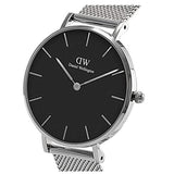 Daniel Wellington Petite Sterling Black Dial Silver Mesh Bracelet Watch For Women - DW00100304 Buy Now By Daniel Wellington
