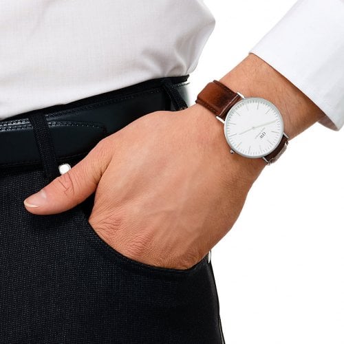 Daniel Wellington Classic St Mawes White Dial Brown Leather Strap Watch For Men - DW00100021 Buy Now By Daniel Wellington