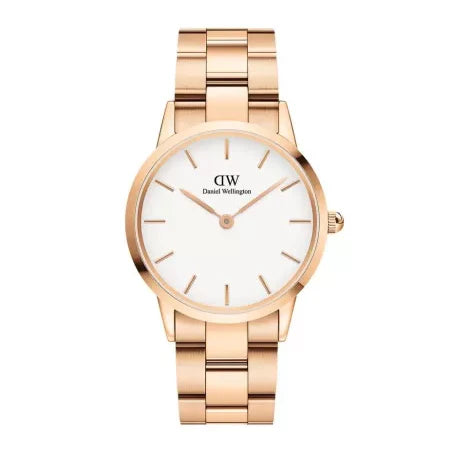 Daniel Wellington Iconic Link White Dial Rose Gold Steel Strap Watch For Women - DW00100209 Buy Now By Daniel Wellington