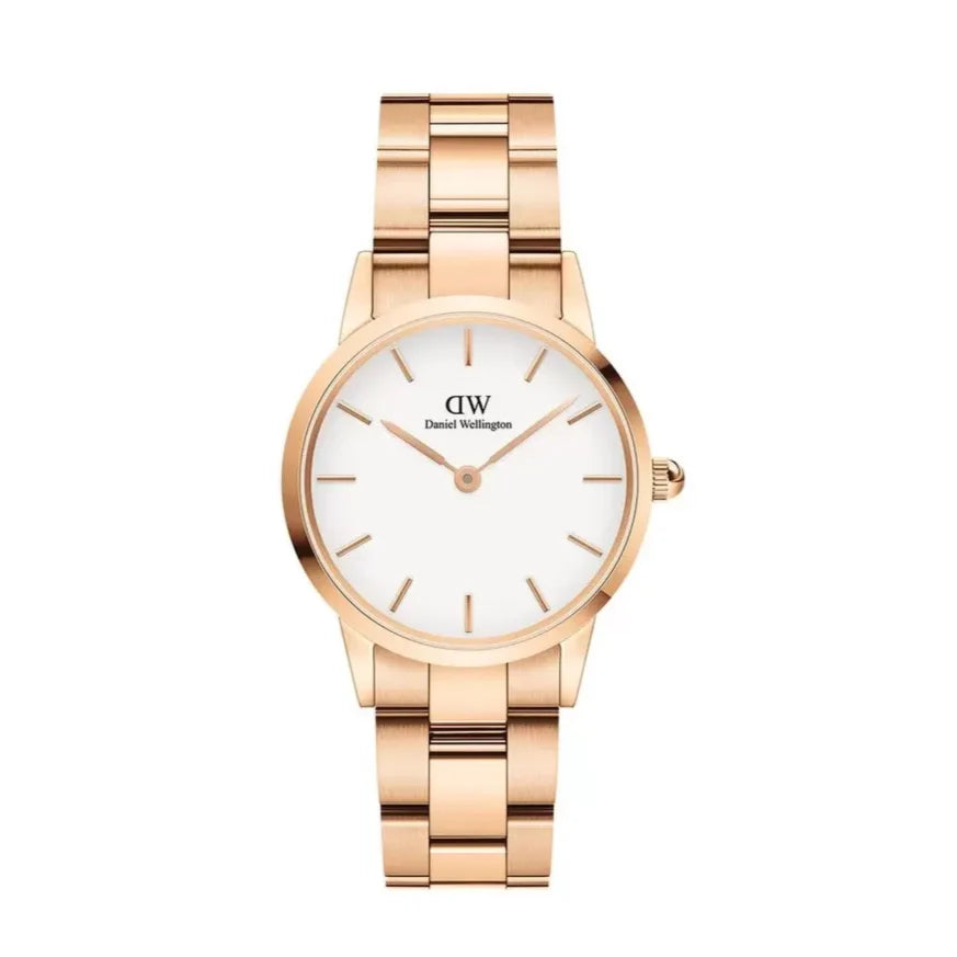 Daniel Wellington Iconic Link White Dial Rose Gold Steel Strap Watch for Women - DW00100213 Buy Now By Daniel Wellington