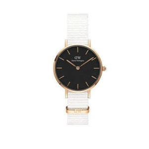 Daniel Wellington Classic Petite Dover Black Dial White NATO Strap Watch For Women - DW001000314 Buy Now By Daniel Wellington