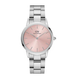 Daniel Wellington Iconic Pink Dial Silver Steel Strap Watch For Women - DW00100329 Buy Now By Daniel Wellington