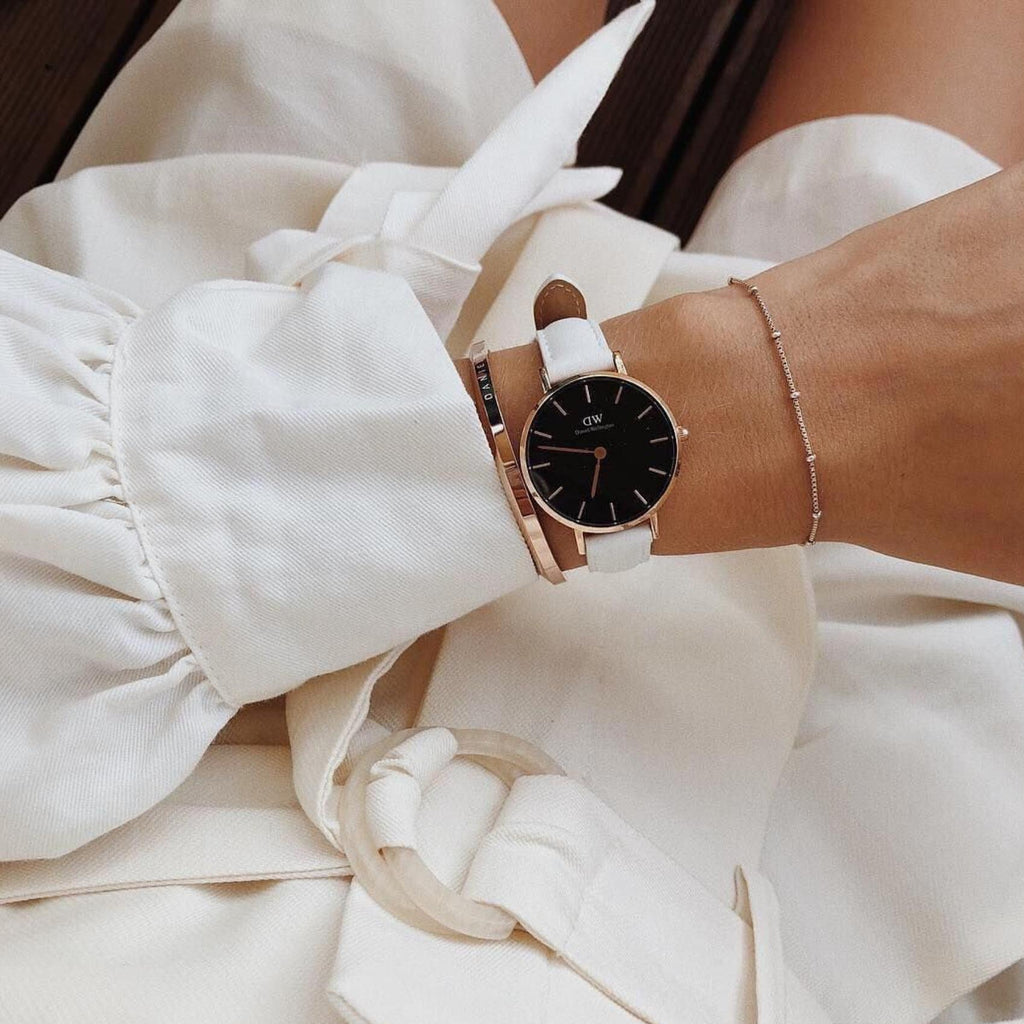 Daniel Wellington Classic Petite Bondi Black Dial White Leather Strap Watch For Women - DW00100283 Buy Now By Daniel Wellington