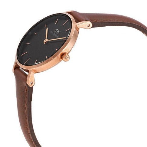 Daniel Wellington Classic Petite St Mawes Black Dial Brown Leather Strap Watch For Women - DW00100225 Buy Now By Daniel Wellington