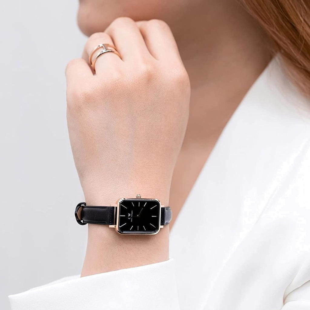 Daniel Wellington Quadro Sheffield Black Dial Black Leather Strap Watch For Women - DW00100435 Buy Now By Daniel Wellington