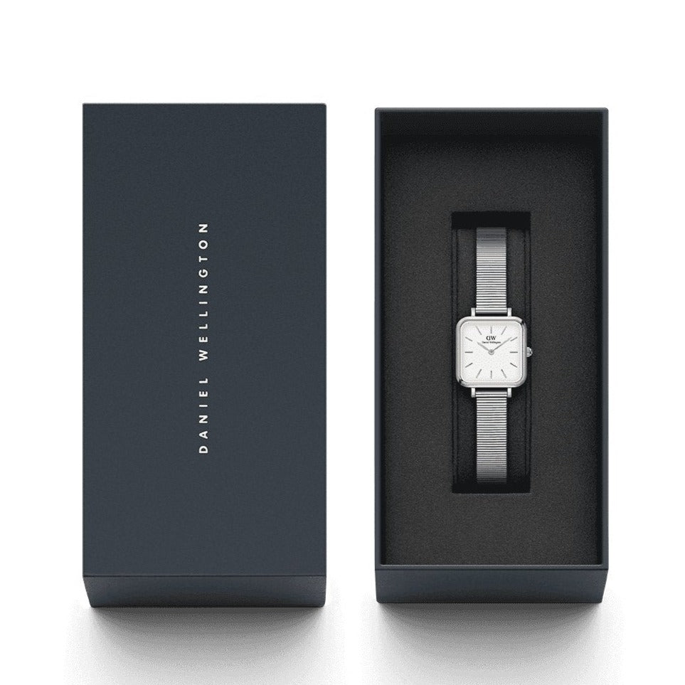 Daniel Wellington Quadro Studio White Dial Silver Mesh Bracelet Watch For Women - DW00100521 Buy Now By Daniel Wellington