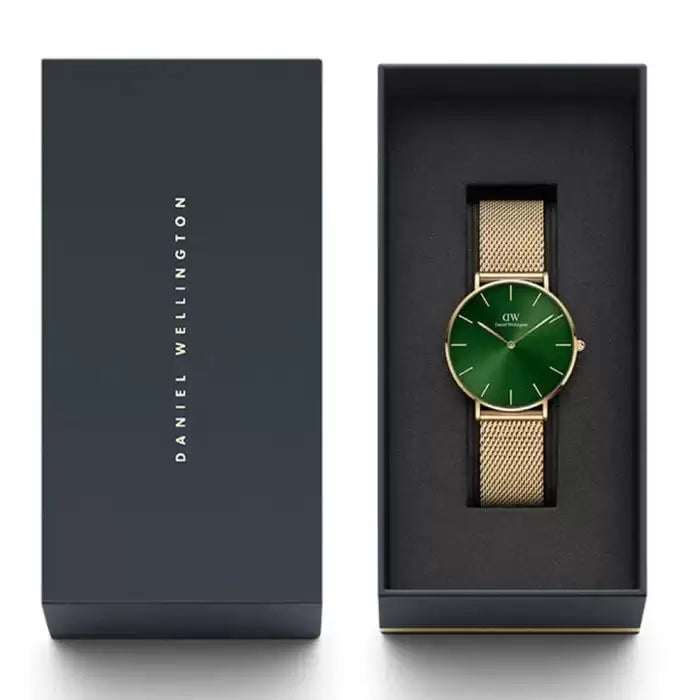 Daniel Wellington Petite Emerald Green Dial Gold Mesh Strap Watch For Women - DW00100481 Buy Now By Daniel Wellington
