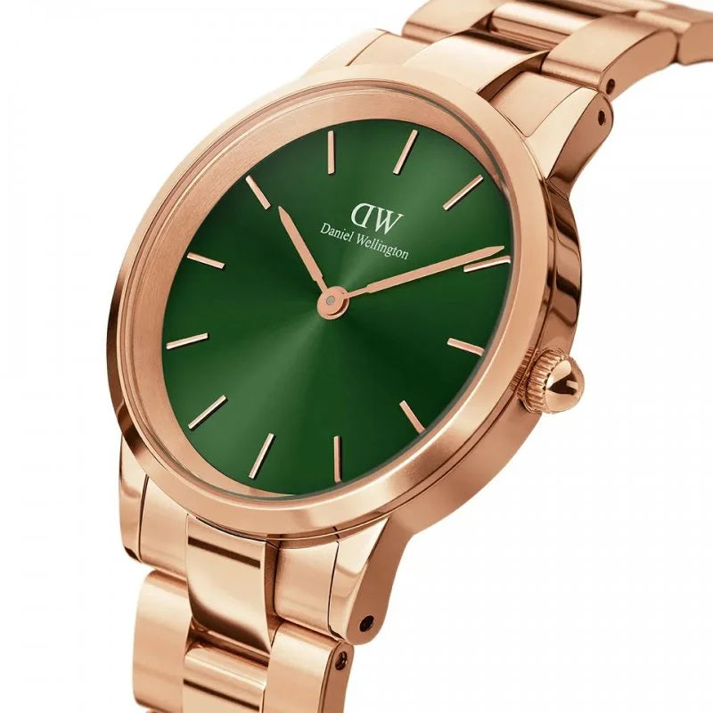 Daniel Wellington Iconic Link Emerald Green Dial Rose Gold Steel Strap Watch For Women - DW00100421 Buy Now By Daniel Wellington