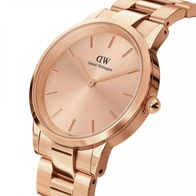 Daniel Wellington Iconic Link Unitone Rose Gold Dial Rose Gold Steel Strap Watch For Women - DW00100401 Buy Now By Daniel Wellington