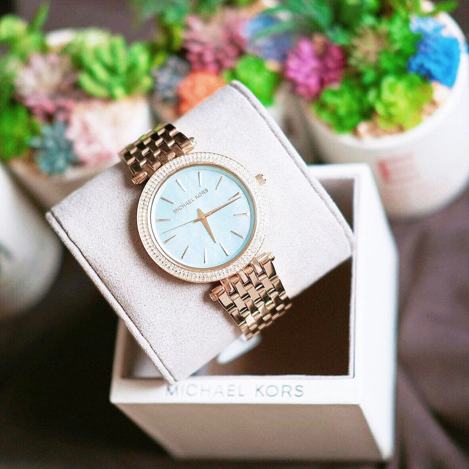 Michael Kors Darci Analog Mother of Pearl Green Dial Gold Steel Strap Watch For Women - MK3498 Buy Now By Michael Kors