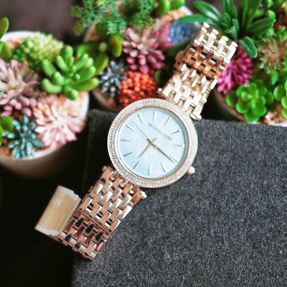 Michael Kors Darci Analog Mother of Pearl Green Dial Gold Steel Strap Watch For Women - MK3498 Buy Now By Michael Kors