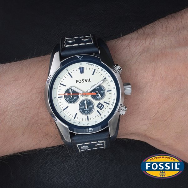 Fossil Coachman Chronograph White Dial Blue Leather Strap Watch for Men - CH3051 Buy Now By Fossil