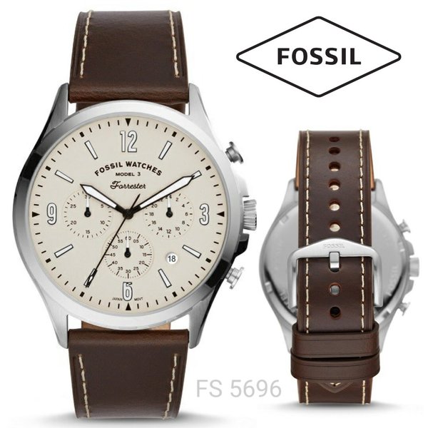 Fossil Forrester Chronograph White Dial Brown Leather Strap Watch for Men - FS5696 Buy Now By Fossil