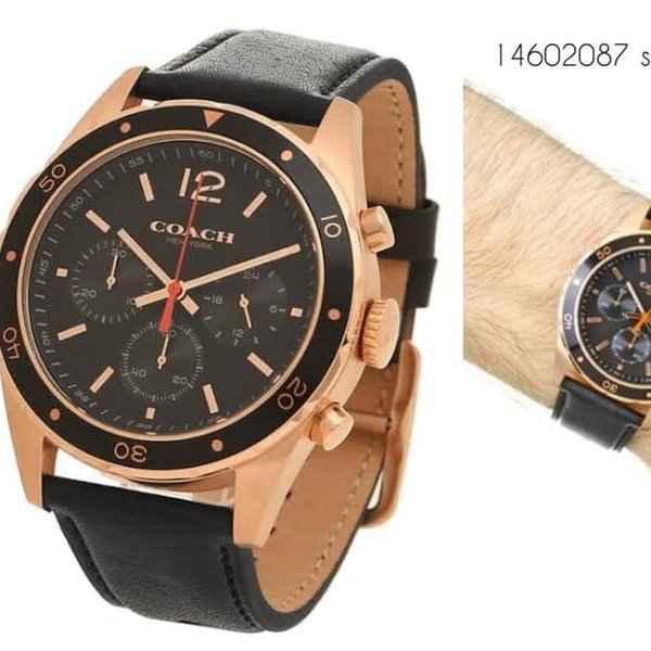 Coach Sullivan Chronograph Black Dial Black Leather Strap Watch for Men - 14602087 Buy Now By Coach
