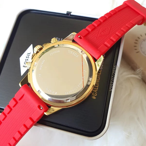 Fossil Bannon Multifunction Black Dial Red Silicone Strap Watch for Men - BQ2499 Buy Now By Fossil