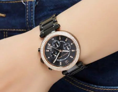 Michael Kors Parker Diamonds Black Dial Black Steel Strap Watch for Women - MK5885 Buy Now By Michael Kors