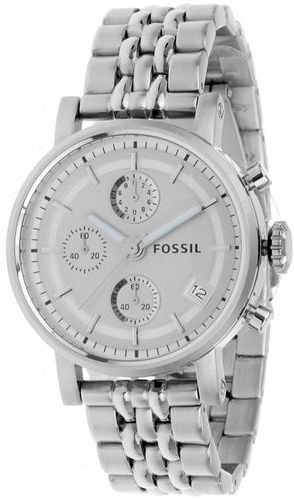 Fossil Boyfriend Chronograph Silver Dial Silver Steel Strap Watch for Women - ES2198 Buy Now By Fossil