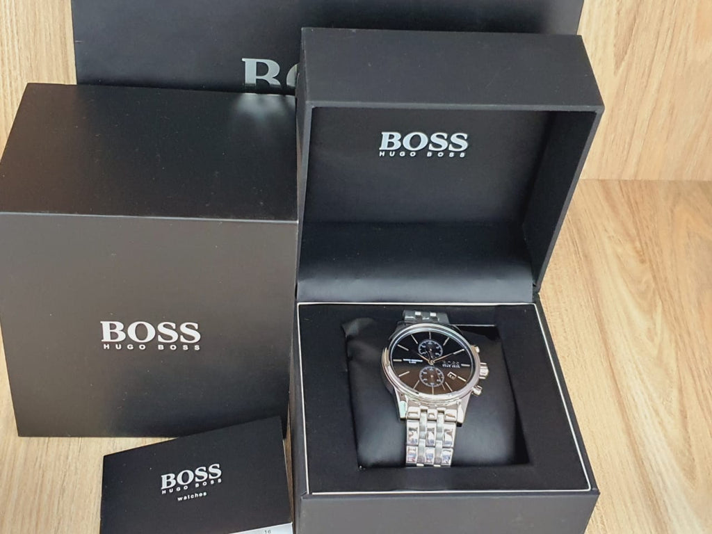 Hugo Boss Jet Black Dial Silver Steel Strap Watch for Men - 1513383 Buy Now By Hugo Boss