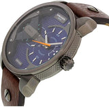 Diesel Mini Daddy Analog Blue Dial Brown Leather Strap Watch For Men - DZ7339 Buy Now By Diesel