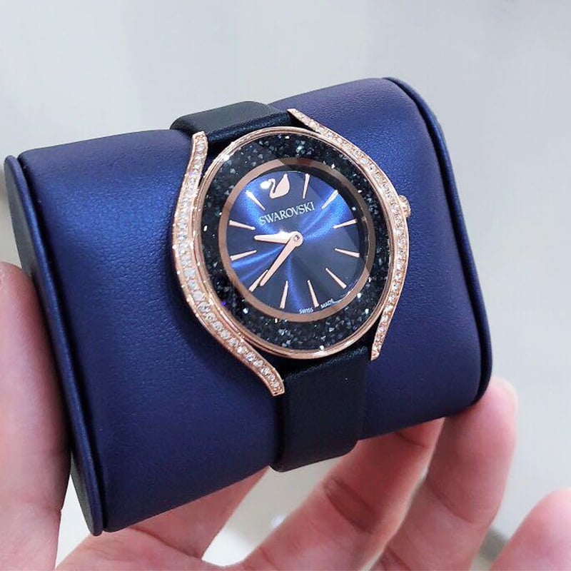 Swarovski Crystalline Aura Blue Dial Blue Leather Strap Watch for Women - 5519447 Buy Now By Swarovski