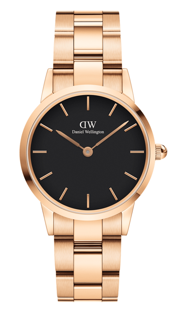 Daniel Wellington Iconic Link Black Dial Rose Gold Steel Strap Watch for Women - DW00100212 Buy Now By Daniel Wellington