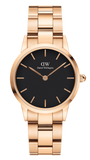 Daniel Wellington Iconic Link Black Dial Rose Gold Steel Strap Watch for Women - DW00100212 Buy Now By Daniel Wellington
