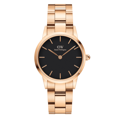 Daniel Wellington Iconic Link Black Dial Rose Gold Steel Strap Watch for Women - DW00100210 Buy Now By Daniel Wellington