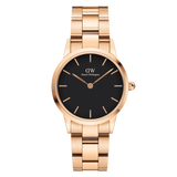 Daniel Wellington Iconic Link Black Dial Rose Gold Steel Strap Watch for Women - DW00100210 Buy Now By Daniel Wellington