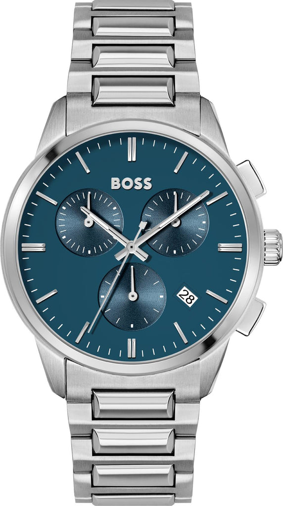 Hugo Boss Dapper Chronograph Blue Dial Silver Steel Strap Watch For Men - 1513927 Buy Now By Hugo Boss