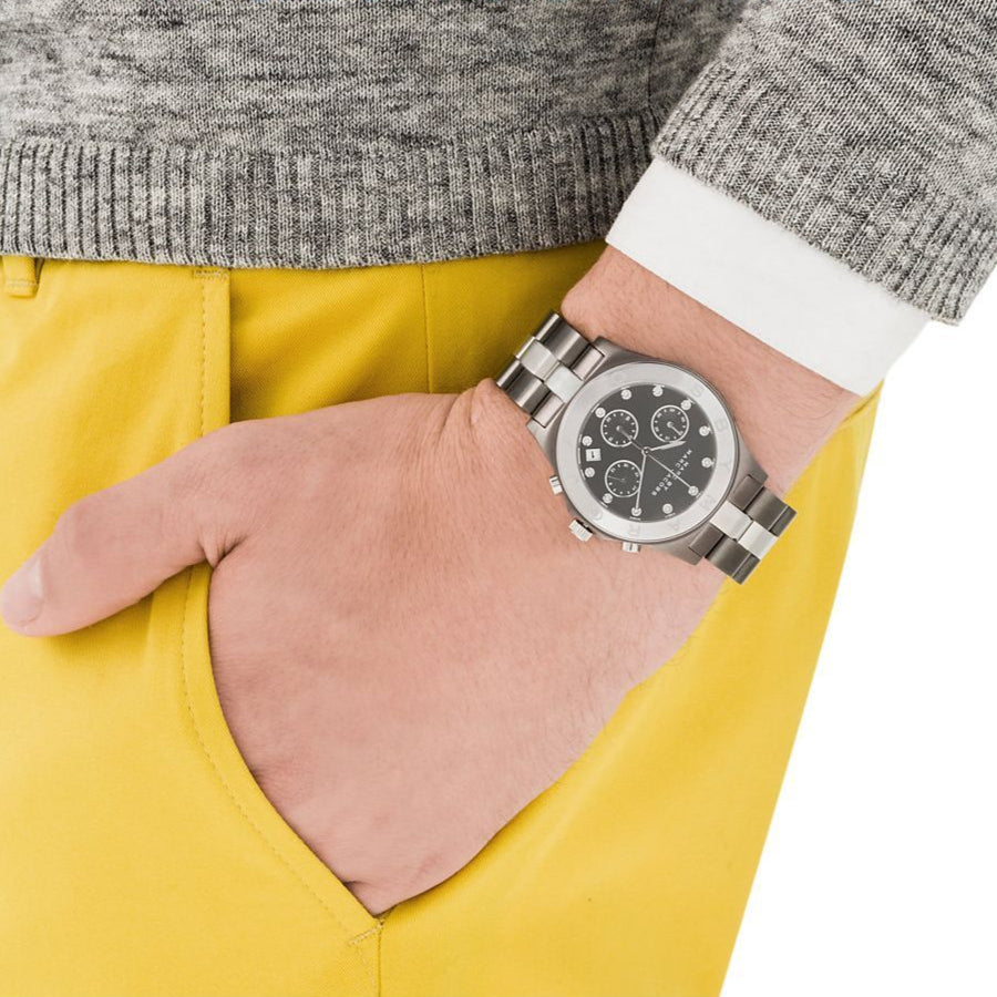 Marc Jacobs Blade Chronograph Black Dial Two Tone Steel Strap Watch for Women - MBM3179 Buy Now By Marc Jacobs