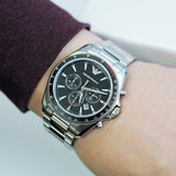 Emporio Armani Sigma Chronograph Black Dial Silver Steel Strap Watch For Men - AR6098 Buy Now By Emporio Armani
