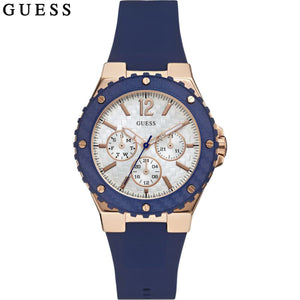 Guess Overdrive White Dial Blue Rubber Strap Watch for Women - W0149L5 Buy Now By Guess