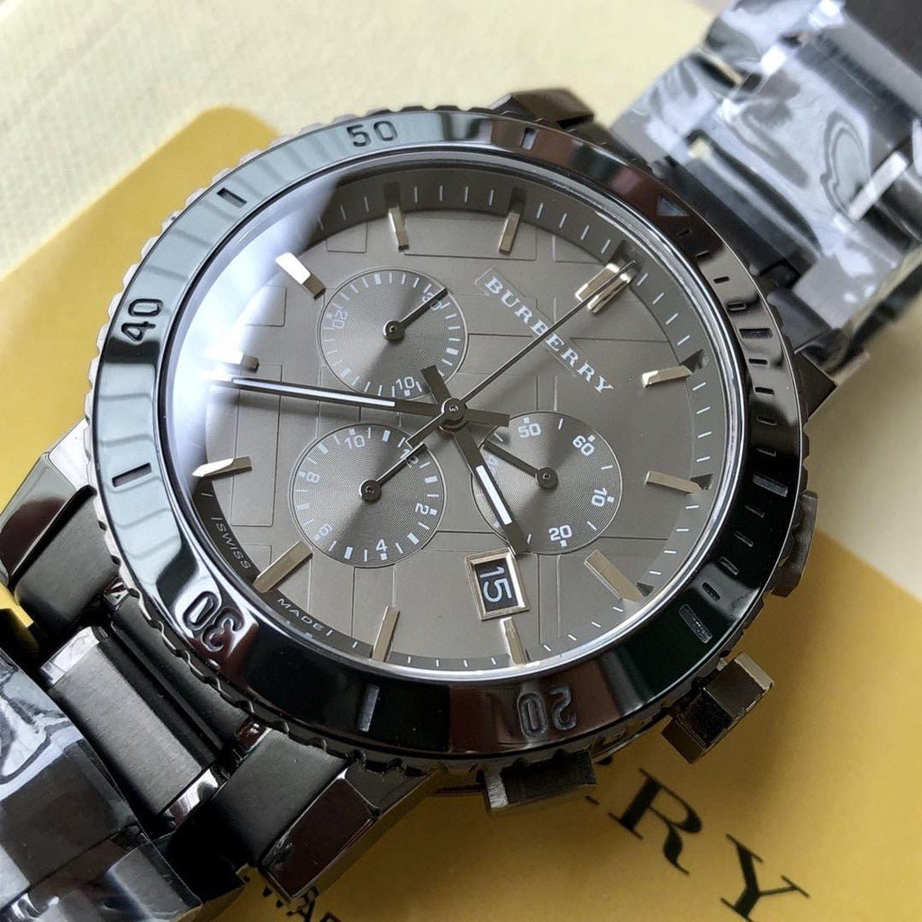 Burberry The City Grey Dial Gunmetal Grey Steel Strap Watch for Men - BU9381 Buy Now By Burberry