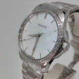Gucci G Timeless Mother of Pearl White Dial Silver Steel Strap Watch For Women - YA126444 Buy Now By Gucci