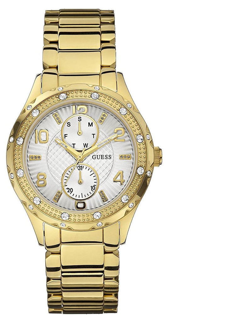 Guess Siren Diamonds Silver Dial Gold Steel Strap Watch for Women - W0442L2 Buy Now By Guess