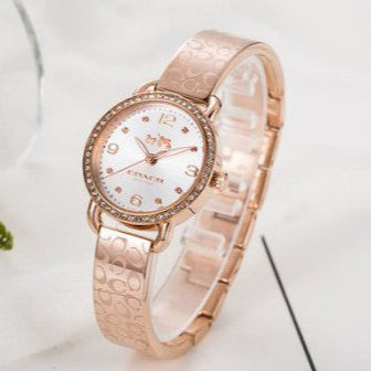 Coach Delancey Silver Dial Rose Gold Steel Strap Watch for Women - 14502355 Buy Now By Coach