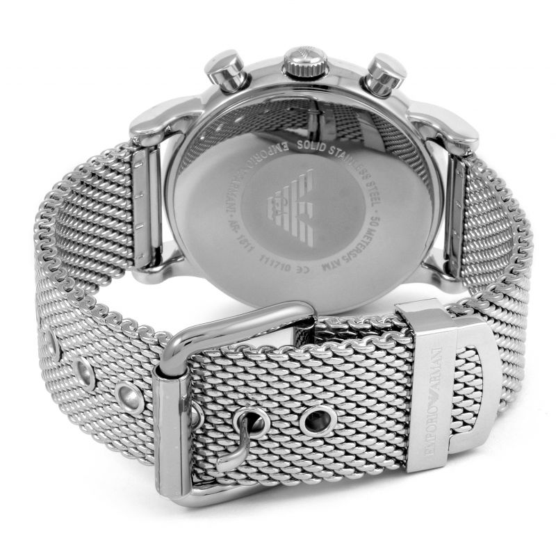 Emporio Armani Classic Chronograph Black Dial Silver Mesh Bracelet Watch For Men - AR1808 Buy Now By Emporio Armani