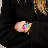 Guess Confetti Chronograph Rainbow Dial Gold Steel Strap Watch For Women - GW0483L4 Buy Now By Guess