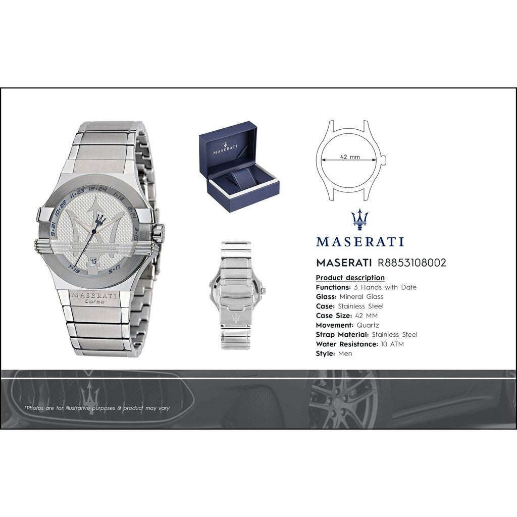 Maserati Potenza Silver Dial Silver Steel Strap Watch For Men - R8853108002 Buy Now By Maserati