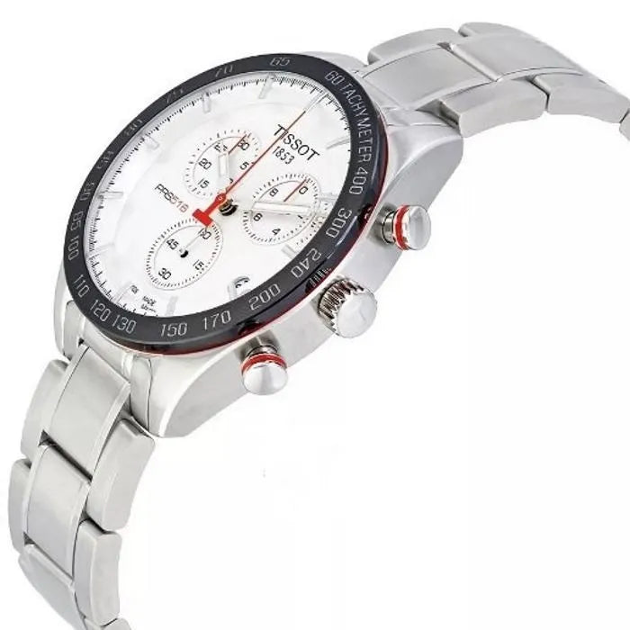 Tissot T Sport PRS 516 Chronograph White Dial Silver Steel Strap Watch For Men - T100.417.11.031.00 Buy Now By Tissot