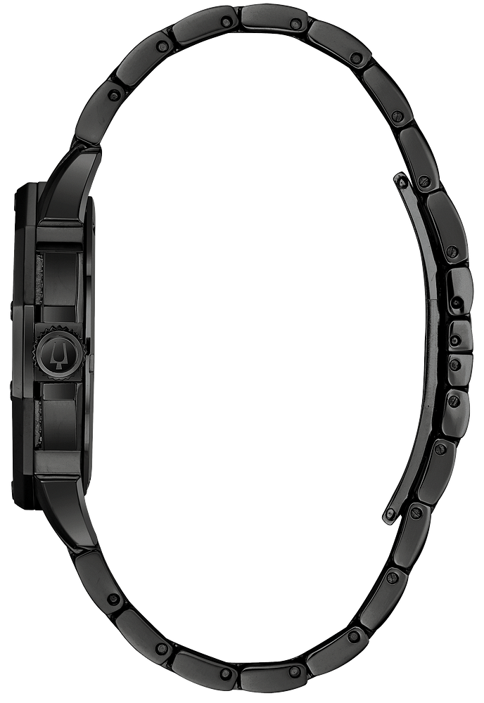 Bulova Crystal Collection Phantom Black Dial Black Steel Strap Watch for Men - 98A240 Buy Now By Bulova