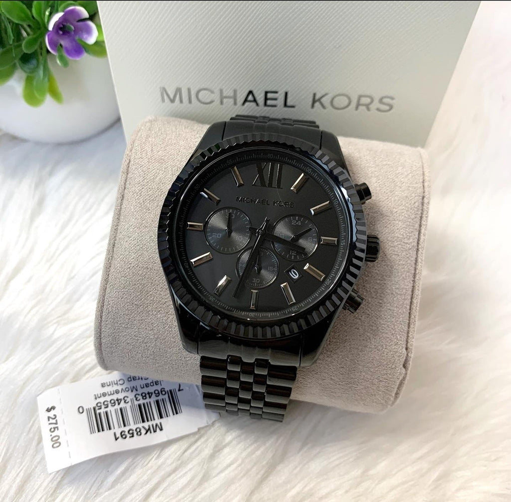 Michael Kors Lexington Chronograph Black Dial Black Steel Strap Watch For Men - MK8591 Buy Now By Michael Kors