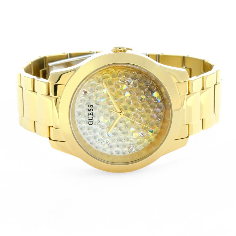 Guess Crush Gold Dial Gold Steel Strap Watch For Women - GW0020L2 Buy Now By Guess