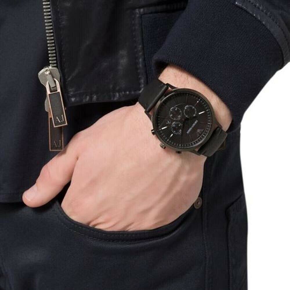 Emporio Armani Sportivo Black Dial Brown Leather Strap Watch For Men - AR2462 Buy Now By Emporio Armani