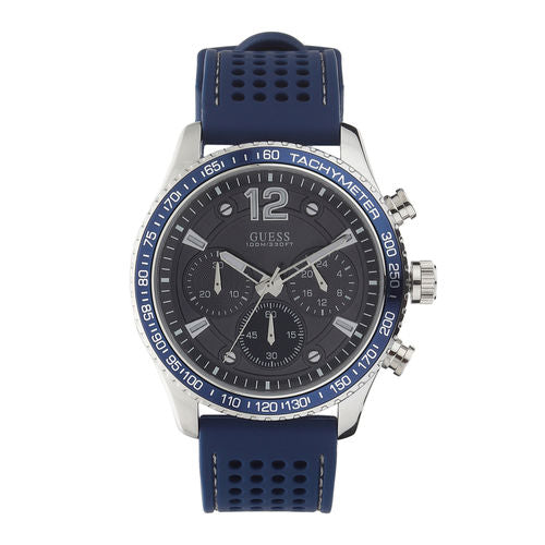 Guess Fleet Chronograph Black Dial Blue Rubber Strap Watch for Men - W0971G2 Buy Now By Guess