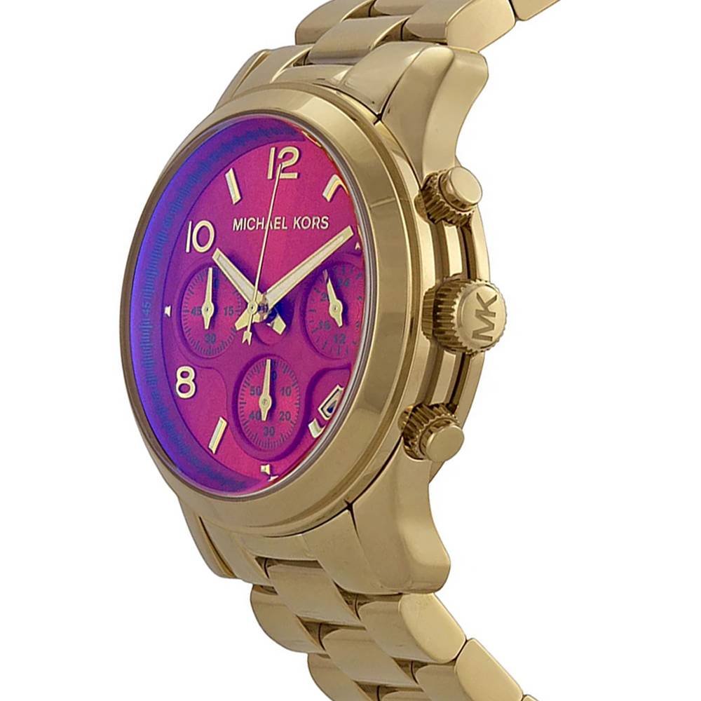 Michael Kors Runway Iridescent Pink Dial Gold Steel Strap Watch for Women - MK5939 Buy Now By Michael Kors